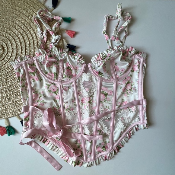For Love & Lemons Naima Bustier White Floral Small-DD NEW - Picture 7 of 10